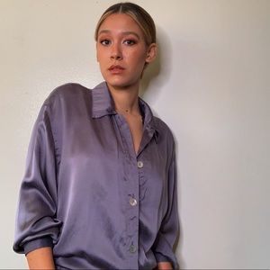 100% Silk Button Up size L